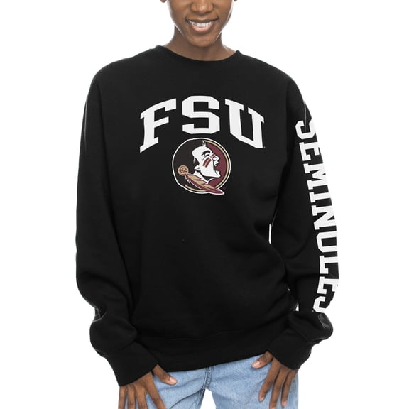 Women's ZooZatz Black Florida State Seminoles Fleece Crewneck Pullover Sweatshirt