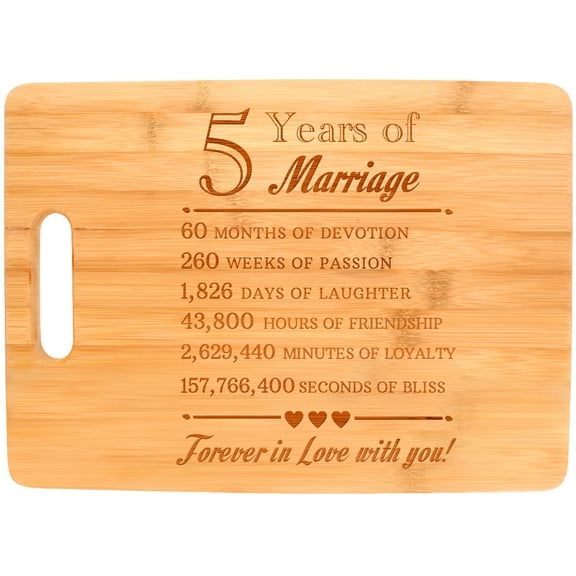 ThisWear 5th Wedding Anniversary Gifts for Her Forever in Love with You 5th Anniversary Gifts Big Rectangle Bamboo Cutting Board