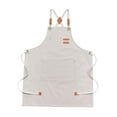 thumbnail image 3 of Delantal de lona, delantal con peto con bolsillos para adultos, delantal de cocina resistente al agua, delantal para pintar, asar, cerámica, Blanco BLESIY Delantal de lona, 3 of 8