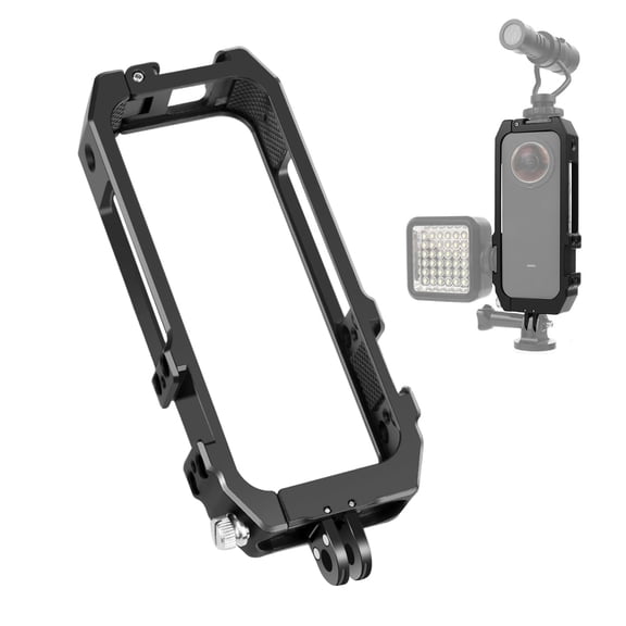 QKOO Protective Cage Rig Housing Frame with Cold Shoe Mounts & Magnetic Folding Tripod Adapter