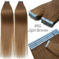 thumbnail image 3 of Benehair Human Hair Extensions Tape In Skin Weft Invisible Full Head Thick Brown 50G 20 Pcs 12"-24" for Woman US, 3 of 13