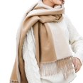 thumbnail image 2 of Alkepwun Chunky Scarf Fluffy Warps for Women Winter Thick Soft Shawl Double Sided Two Tone Tassel Matching Color Scarf shawl, 2 of 3