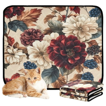 Washable Pet Pee Pads with Super Absorbent Reusable Training Pads for Dogs & Cats Burgundy Hydrangeas