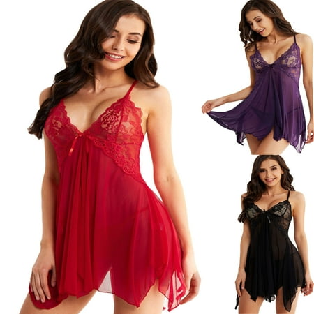 kakina CMSX Fashion Sexy Sheer Pajamas Dress for Womens Clearance Valentine s Day Fashion Classic Outfit for Women Plus Size Fishnet Strappy Charm Babydoll Dress