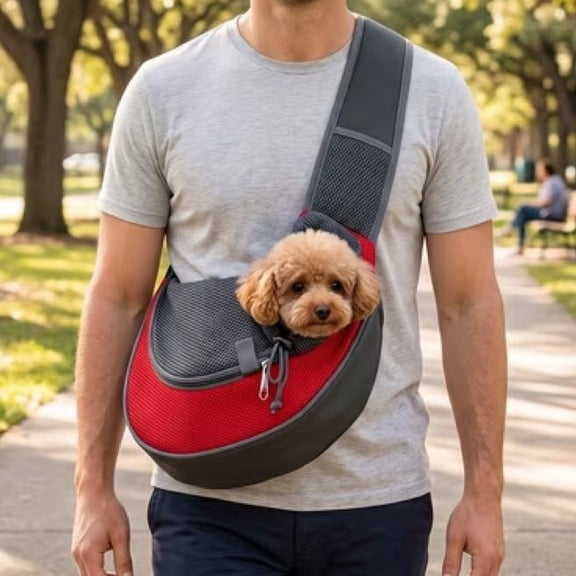 Pet Sling Carrier, Breathable Mesh Adjustable Front Pouch Travel Safe Sling Bag for Small Dogs Cats, Comfortable Durable Puppy Sling Carrier for Daily Walk