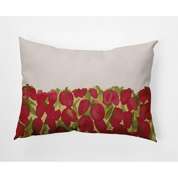 Simply Daisy, 14" x 20" Sunset Tulip Red Floral Decorative Outdoor Pillow