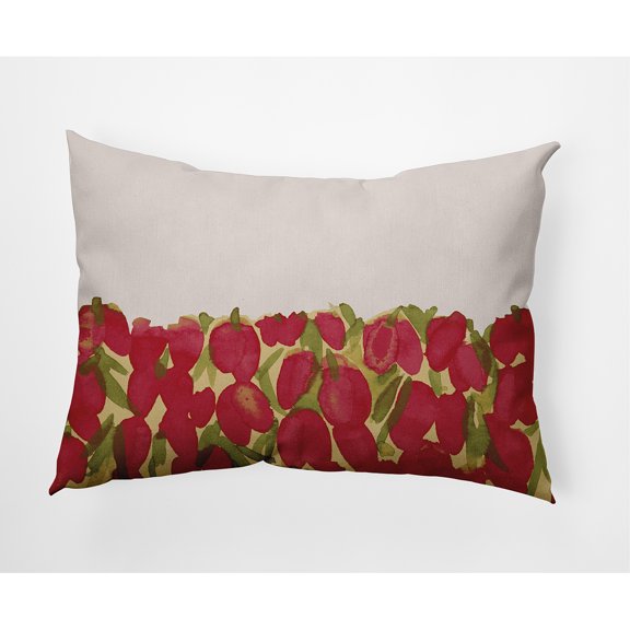 Simply Daisy, 14" x 20" Sunset Tulip Red Floral Decorative Outdoor Pillow