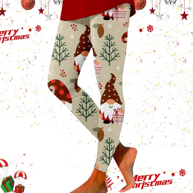 WILLBEST Leggings con Estampado Navideño para Mujer, Pantalones de Yoga de Cintura Alta, Deportivos, Elásticos, Cómodos Y de Tela Suave 2949 Extra Grande