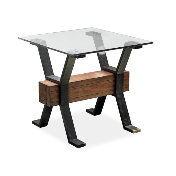 Magnussen Sawyer Rectangular Tempered Glass End Table