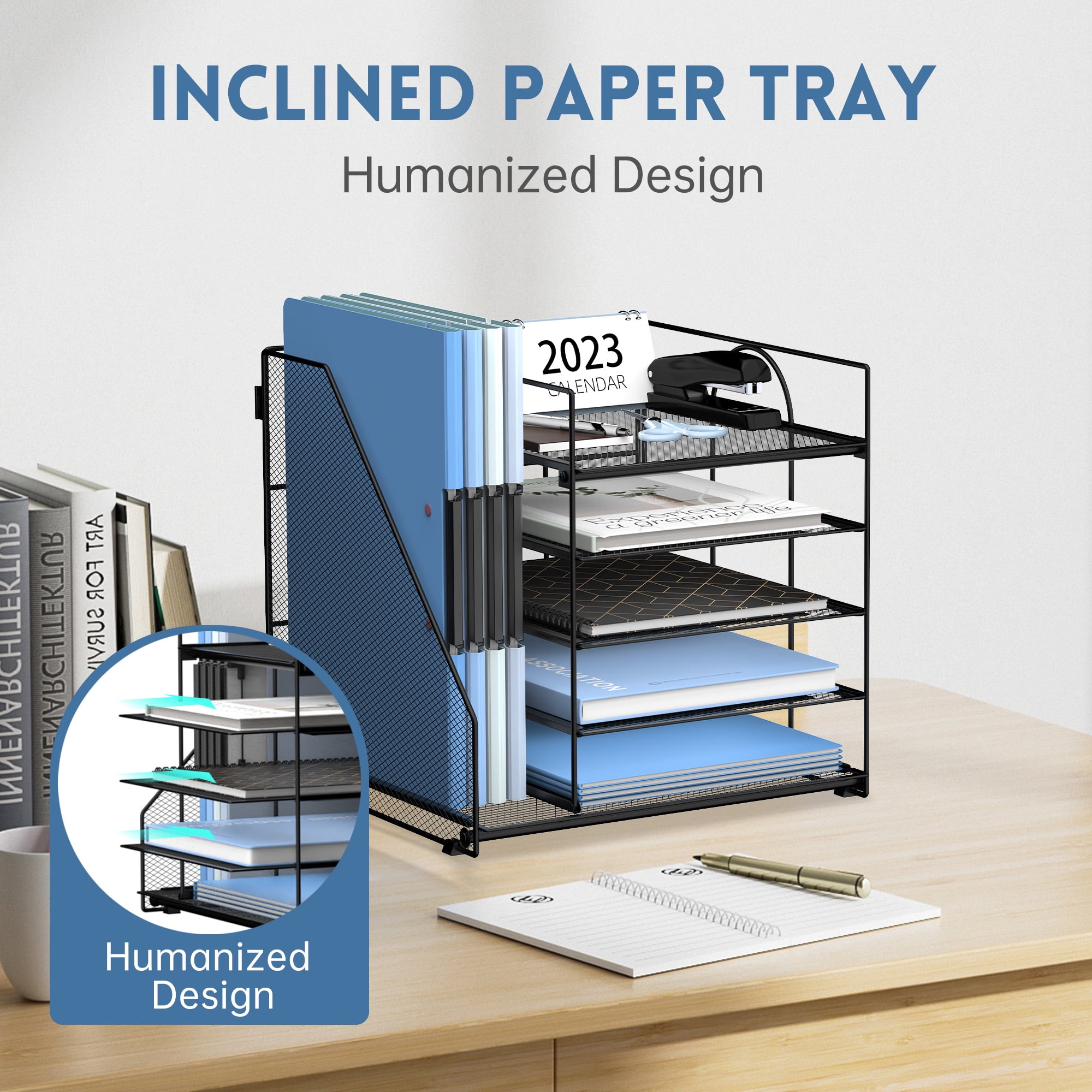 INTIGE 5-Tier Desk Organizer with File Holder, Letter Tray Paper Organizer, 1 Pcs