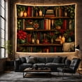 thumbnail image 6 of Bookshelf Shelves with Candles and Poinsettias, Nostalgic Vintage for Book Lovers, Library Wall Decor, Christmas Gift, Tapestry Wall Hanging for Home Library and Study Room, 6 of 7