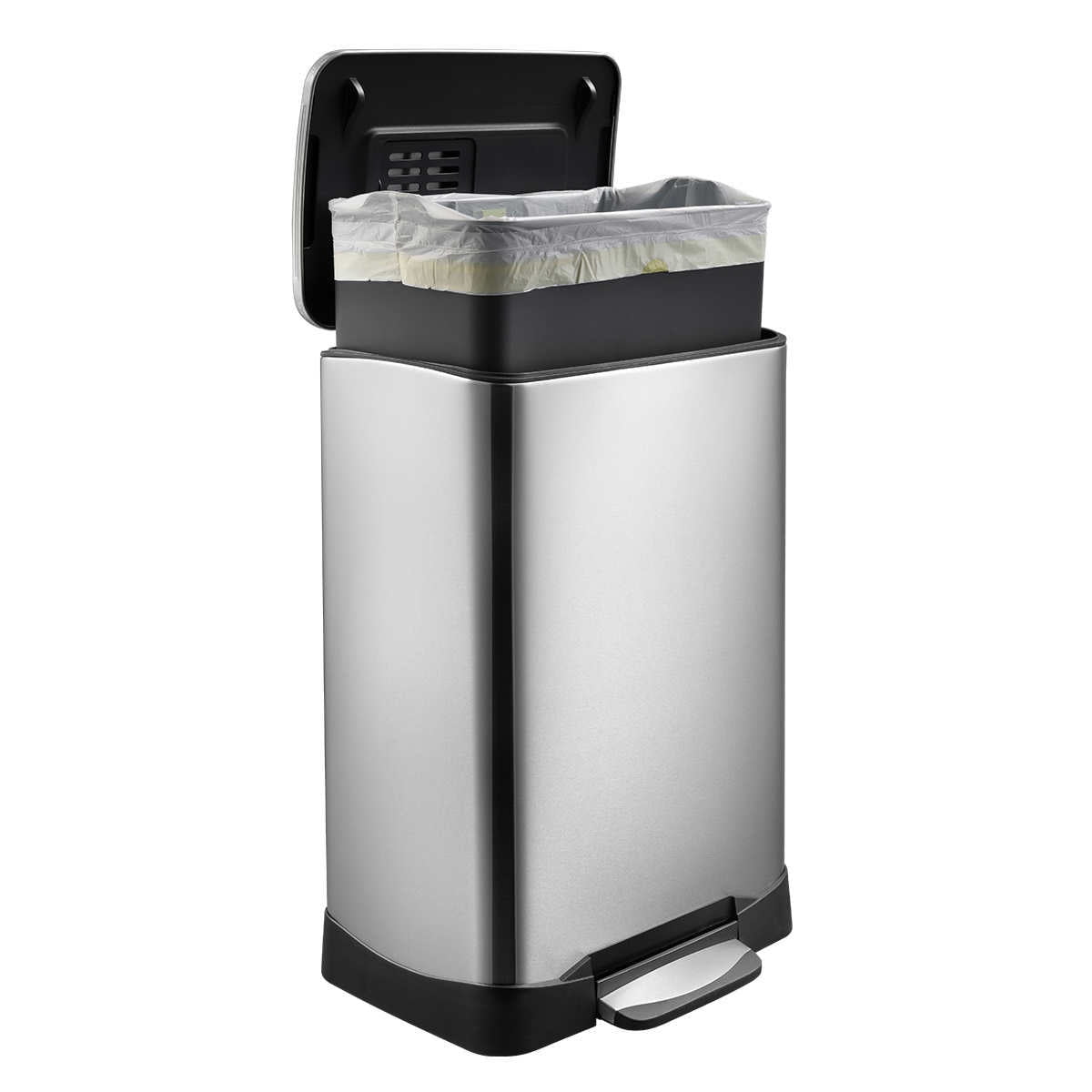 Neocube 50 Liter Dual Compartment 28 Liter and 18 Liter Stainless Steel  Recycle and Trash Bin