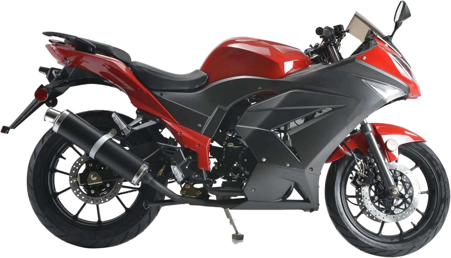 -HHH 125cc Motorcycle with Manual Transmission 125cc Scooter LED Lights and 17 inches Wheels (Black)