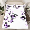 thumbnail image 2 of Manfei Cute Butterfly Twin Sheet Sets,Romantic Style Twin Fitted Sheet,Purple White Flat Sheet For Girls,Luxury Bedroom Decor,3pcs, 2 of 7