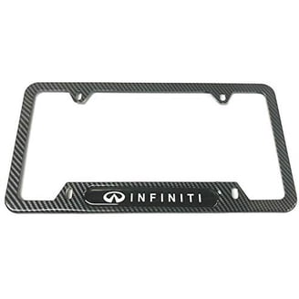 Sporty Carbon Fiber Look License Plate Frame - Rust-Free 304 Stainless Steel, Includes Screws & Caps (Fits GMC Sierra, Yukon & More)