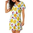 thumbnail image 2 of Naloa Strawberry Lemon Print Women Nightgowns,Womens Loungewear,Short Sleeve Sleepwear,Comfy Ladies Nightdress, 2 of 6