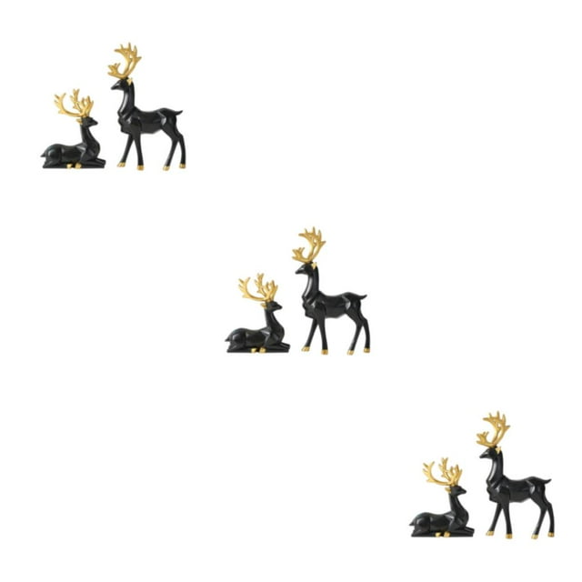 Cateissary 2 unids/set estatuilla de ciervo hecha a mano estilo único para adornos elegantes para el hogar para decoración del hogar negro M Type1 NO1