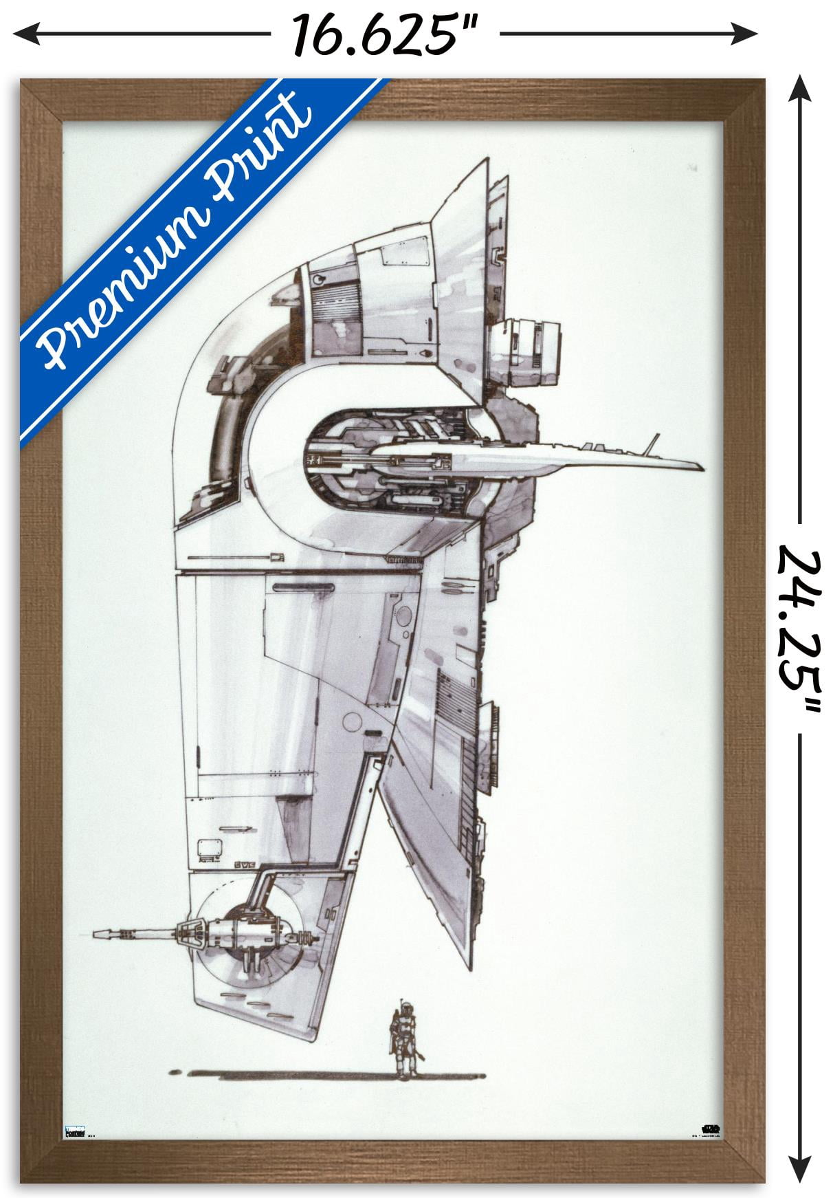 Star Wars: Saga - Boba Fett - Ship Wall Poster, 14.725" x 22.375", Framed
