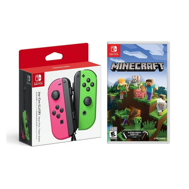 Nintendo Switch Joy Con L R Neon Pink Neon Green Minecraft Nintendo Switch Game Disc Console Not Included Walmart Com Walmart Com
