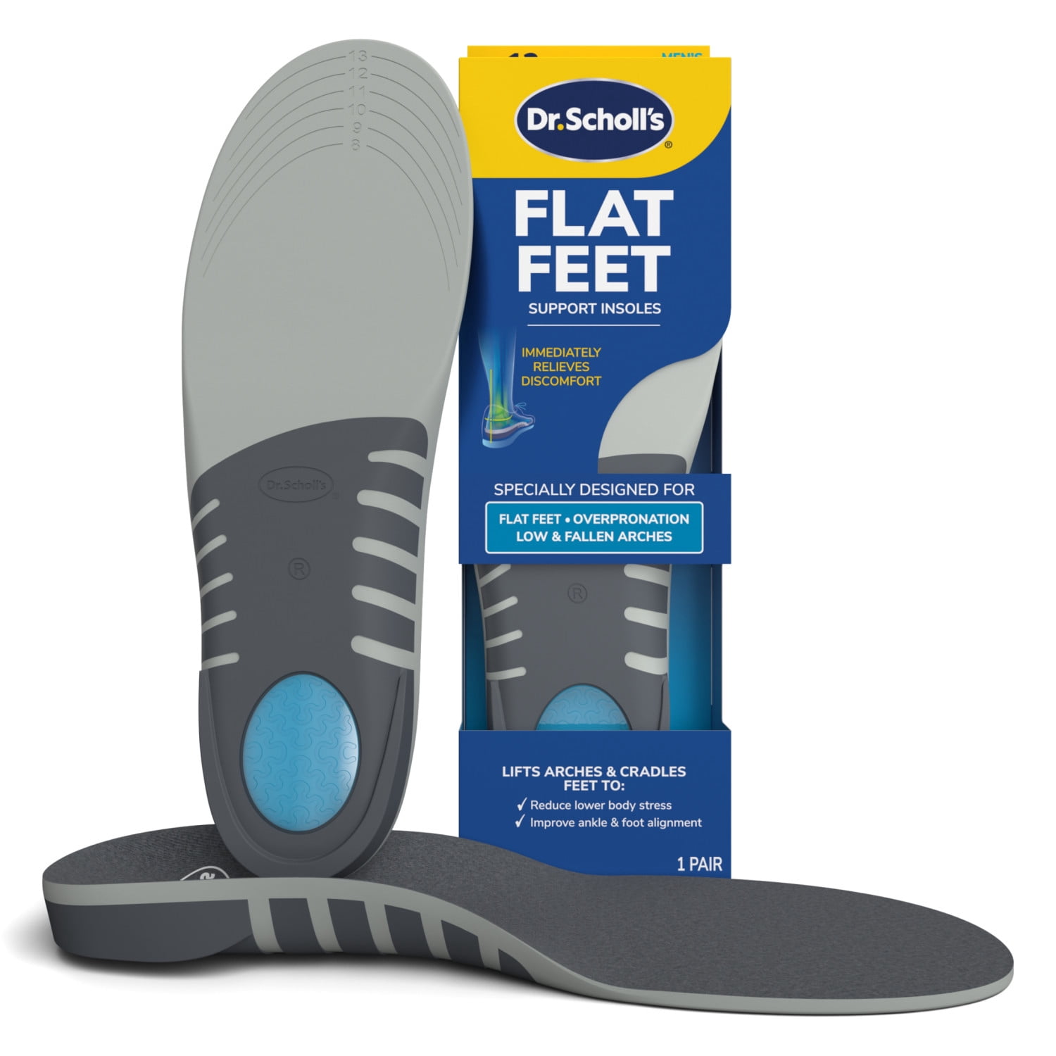 (2 pack) Dr. Scholl's Flat Feet Insoles for Men - 1 Pair