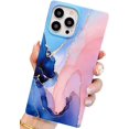 thumbnail image 1 of HSHDLDF Luxury Square Edge Compatible with iPhone 12 Pro Max Case Marble, Slim Stylish Matte Soft TPU Silicone Gel Shockproof Protective Durable Cases Cover(Blue & Pink), 1 of 6