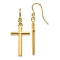 thumbnail image 1 of 14k Yellow Gold Cross Shepherd Hook Drop Dangle Earrings Religious, 1 of 7
