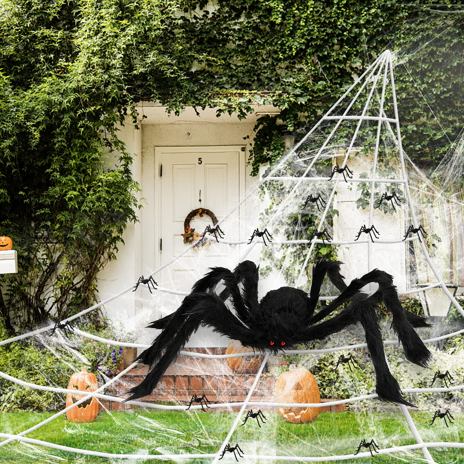 Halloween Decoration, 17 Feet Spider Web + 50 Inch Giant Spider ...
