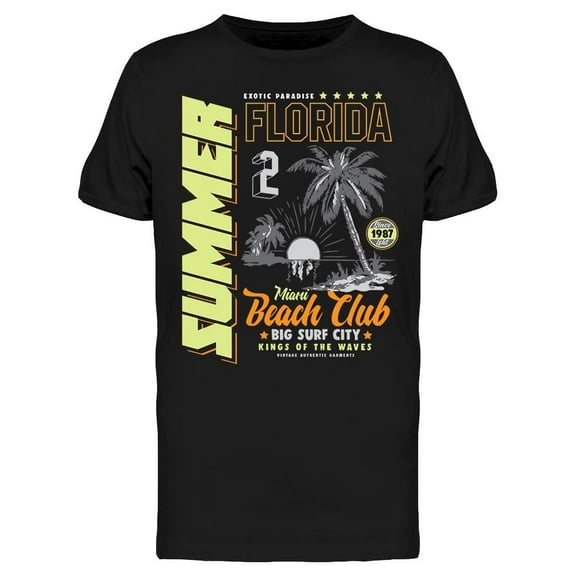 Summer Beach Club Florida T-Shirt Men -Image by Shutterstock, Male XX-Large