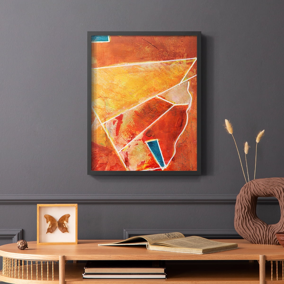 Primary Connection III Framed Print in Black Solid Wood Framed Print No Nail Hanging