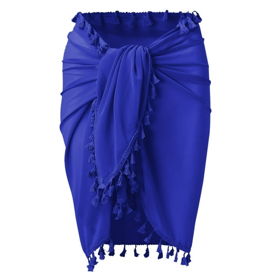 Beach Cover Ups For Women Women'S Irregular Multifunctional Scarf Bikini Cover Up Fringe Spliced Beach Skirt Blue Summer Beach Cardigan One Size