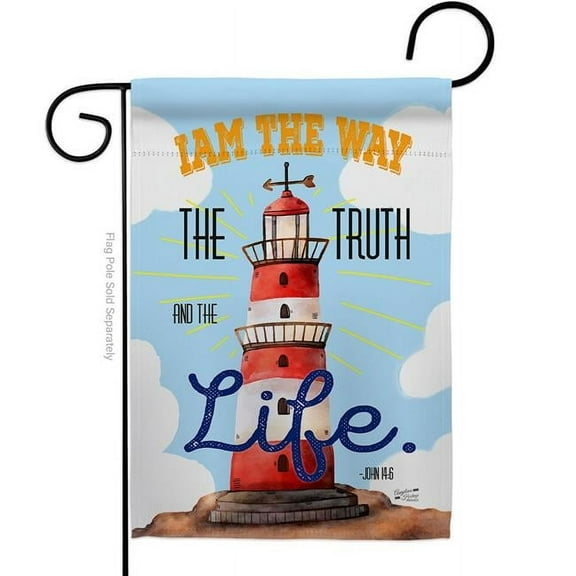 Angeleno Heritage G135037-BO I am the Way Religious Bible Verses Double-Sided Decorative Garden Flag, Multi Color