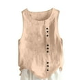 thumbnail image 2 of Beige Womens Blouses Women's Summer Solid Color Tops Fashionable Casual Loose Cotton Linen Women's T Shirt Vest Strap Ladies Tops and Blouses, 2 of 5