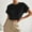 Black, variant on Women's Short Sleeve Tops, Summer Blouse Casual Round Neck Shirt, Soft Stretch Polyester Rayon Cotton Blend, Comfortable Versatile Top for Daily Wear