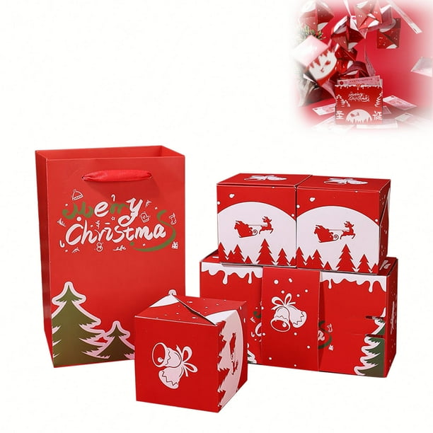 Caja de Regalo Sorpresa Navideña Que Crea Un Regalo Sorprendente. Caja de Regalo Romántica Roja Que Rebota.