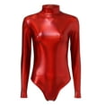 thumbnail image 6 of UAYOTSE Women's Shiny Metallic Spandex One Piece High Cut Thong Leotard Catsuit Gymnastics Bodysuit,XXL Red, 6 of 6