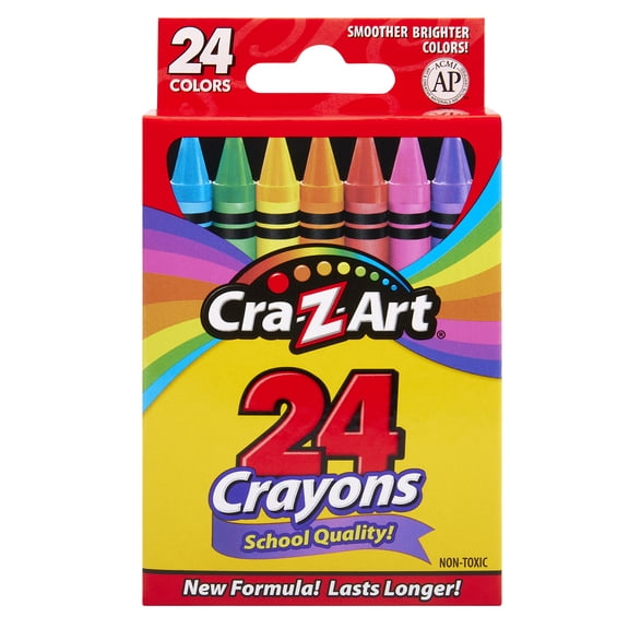 Cra-Z-Art 24 Count Assorted Multicolor Crayons for Kids and School Use