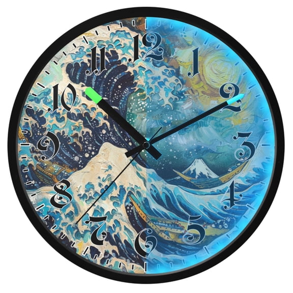 Ryvnso Wave 12 Inch Night Light Wall Clock Luminous Silent Battery Operate Clocks