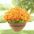 thumbnail image 2 of Artificial Fake Flowers, 6 Bundles Daisy Mums Flowers Outdoor UV Resistant No Fade Greenery Shrubs Plants Indoor Outside Hanging Planter Home Wedding Office DIY Garden Porch Décor (Orange Yellow), 2 of 4