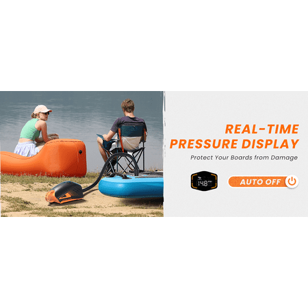 OutdoorMaster 20PSI High Pressure 74Wh Rechargeable SUP Air Pump Electric Shark 3 - Auto-Off & Deflation,12V DC & Type-C Input, for Inflatable Stand Up Paddle Boards, Boats