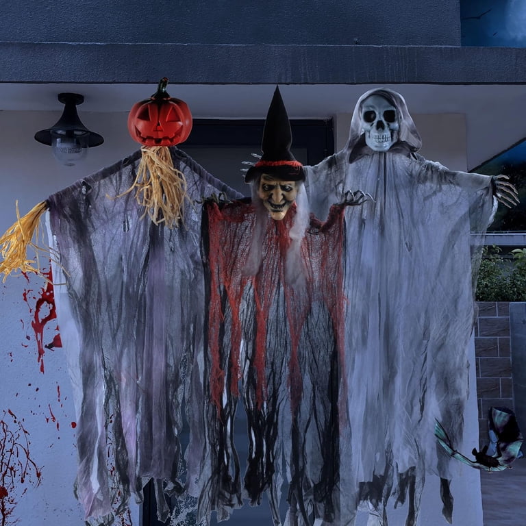 Joyfy 3 Pack Halloween Decorations Outdoor Hanging Ghosts Witch