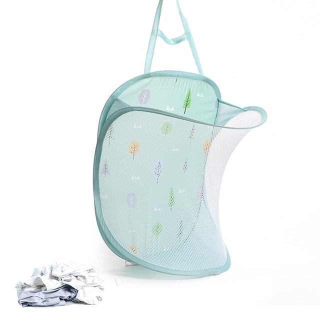 Cesto para ropa sucia montado en la pared, plegable, con gancho, material de malla transpirable, utilizado para lavandería y almacenamiento, hogar