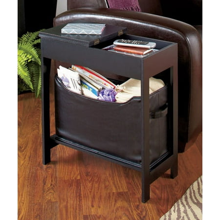 Side End Table with Storage Bin