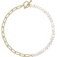 thumbnail image 1 of Clip de papel Collar de perlas Cadena de eslabones gruesos vintage Perlas cultivadas barrocas Gargantilla de oro de 18 k Moda Retro Encanto Joyería de San Valentín para mujeres Niñas - oro Sincero Electrónica, 1 of 5