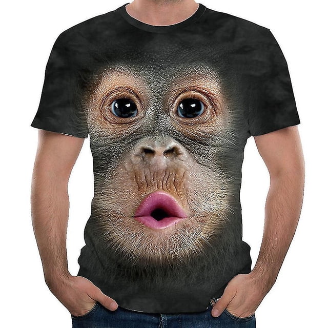 Men Fun Gorilla Monkey 3d Printed T-shirt Casual Short Sleeve Round Collar Tops