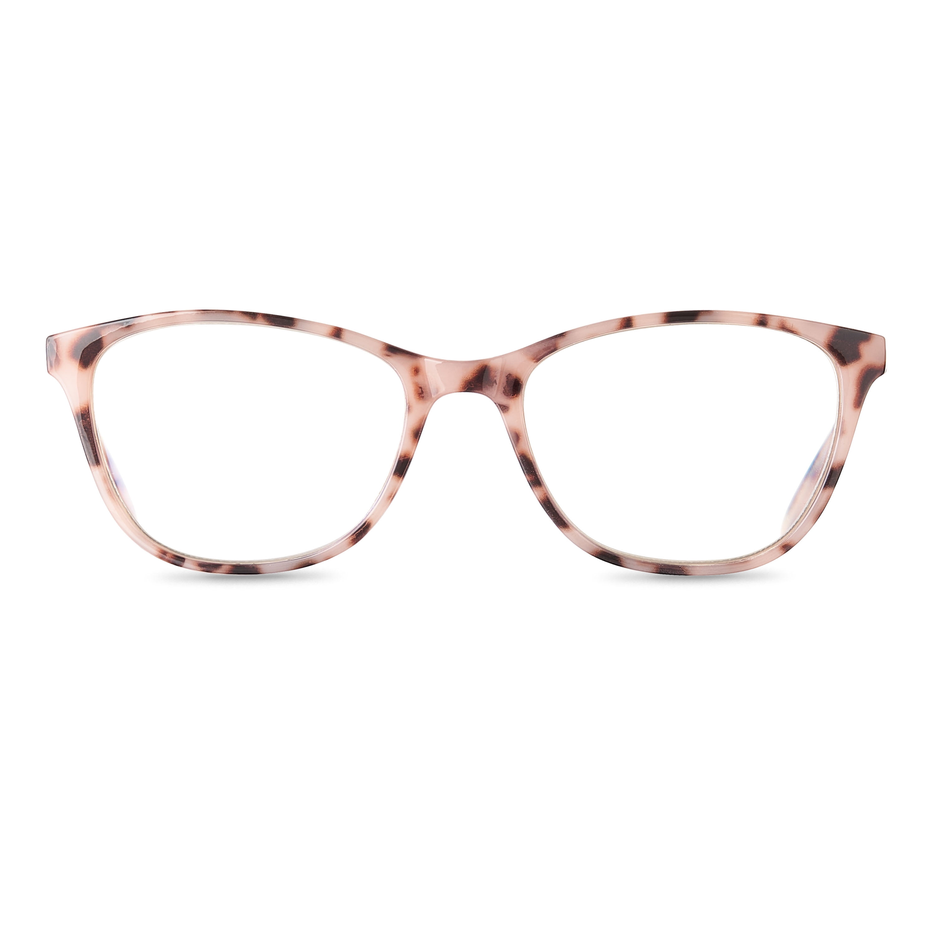 (2 pack) Equate Women's Blair Bluelight Cateye Reading Glasses with Case, Blush Tortoise, +1.75