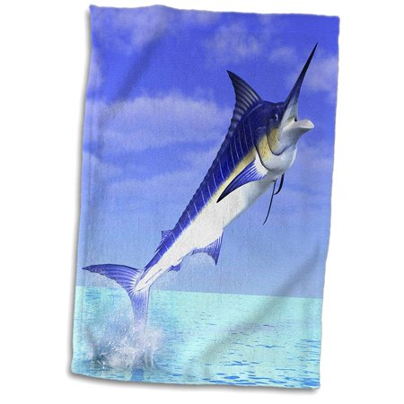 3D Rose Marlin Fish Coming Out of the Water twl 58819 1 Towel 15 x 22
