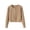 #Khaki 1, variant on Vynhevius Women's Crew Neck Sweater Cable Knit Solid Pearl Button Down Cropped Fall Winter Casual Tops