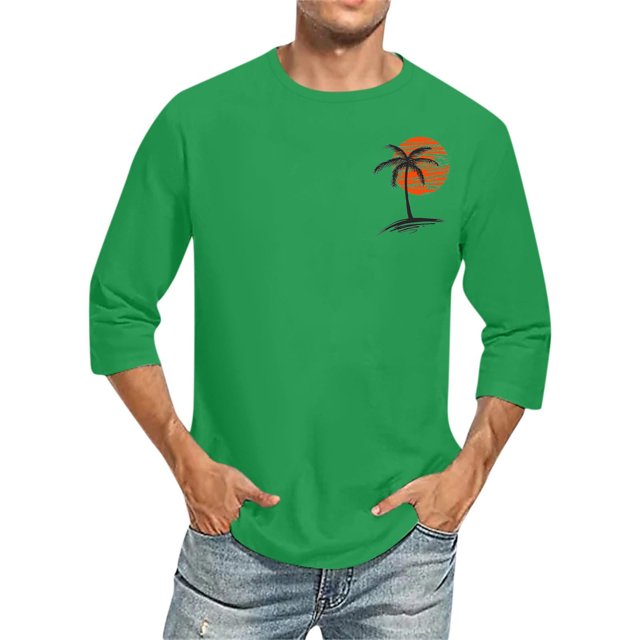 Amzcrzy - Sudadera Para Hombre, Estilo Casual, Cuello Redondo, Manga Corta, Estampado, Color Verde, Xl