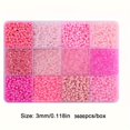 thumbnail image 1 of 3600pcs 3mm Glass Seed Beads, Assorted Colors, 12-grid Storage Box, DIY Jewelry Making Kit, Loose Beads For Bracelets, Necklaces,Pink, 1 of 7