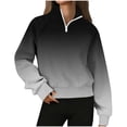 thumbnail image 2 of ICHUANYI Womens Quarter Zip Printed Pullover Casual Long Sleeve Shirts Half Zip Sweatshirt Hoodless Pullover Sweatshirts, 2 of 6